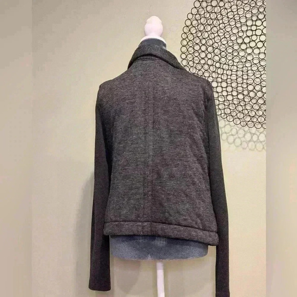 Loft - Fluffy Zip up Sweatshirt with knit arms Gray - Large - Picture 4 of 5